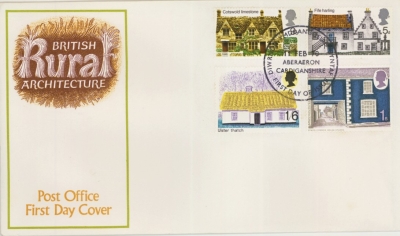 1970 Cottages on PO cover cancelled by Aberaeron FDI