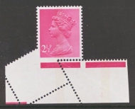 1971 2½p Magenta SG X851 variety Partly Imperf due to a paper fold.