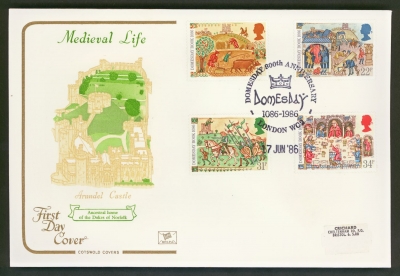 1986 Medieval on Cotswold cover with Domesday London WC2 FDI