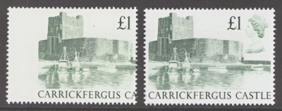 1988 £1 Castle SG 1410 Variety Missing Queens Head due to a perforation shift
