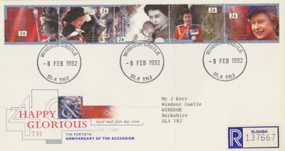 1992 Happy & Glorious  on Post Office cover Windsor Castle CDS
