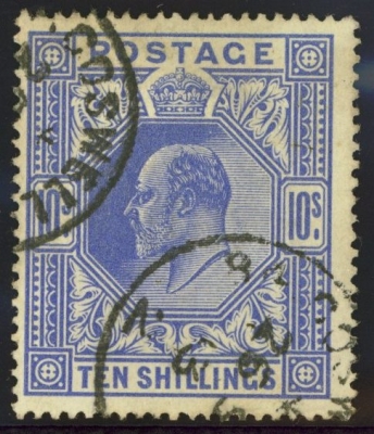 1911 10/- Blue SG 319 A very fine used example in a deep shade