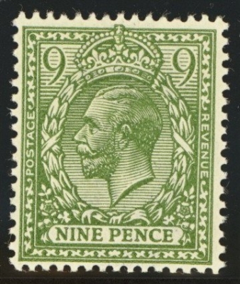 1912 9d Olive Green SG 393a. A superb U/M example