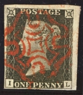 1840 1d Black SG 2 Plate 2 I.L.