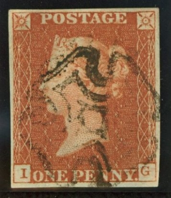 1841 1d Red SG 8 cancelled by a distinctive strike of the Kelso M/X