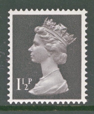 1971 1½p Black variety on uncoated paper SG X848a. U/M