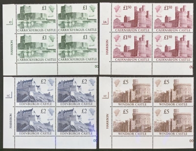 1988 £1 - £5 Castles set of 4 in cylinder blocks of 4