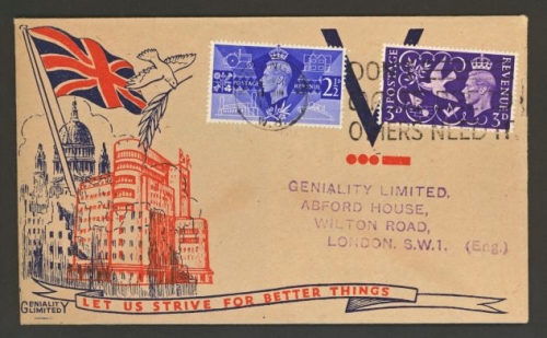 1946 Victory FDC cancelled Don't Waste Bread slogan on Typed cover 