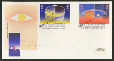 1991 Europe in Space on Post Office cover Liverpool FDI