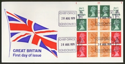 1979 28th Aug 50p Booklet panes on Stamp Centre cover FDC London FDI