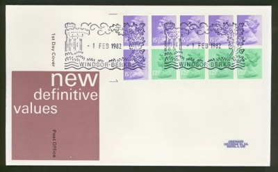 1982 1st Feb £1.43 Booklet pane on Post Office cover Windsor FDI