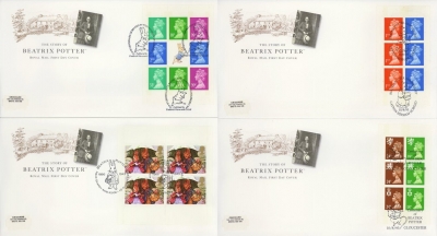 1993 10 Aug Beatrix Potter 4 Book panes on 4 Post Office covers 4 Special FDI
