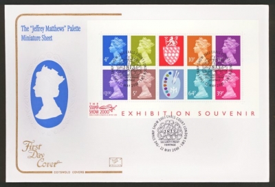2000 22nd May Matthews M/S on Cotswold cover Stamp Show FDI