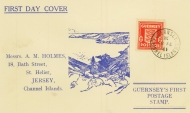 Guernsey 1943 18th Feb 1d on Illustrated FDC.  A Fresh Example 