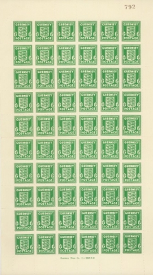 Guernsey 1941 ½d Emerald Green SG 1a A complete sheet of 60