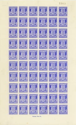 Guernsey 1941 2½d Pale Ultramarine SG 3a A complete sheet of 60