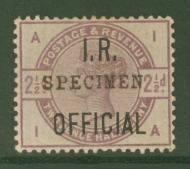 1887 I.R. Official 2½d Lilac overprinted Specimen SG O6s  A fine M/M example with toned gum. Cat £325