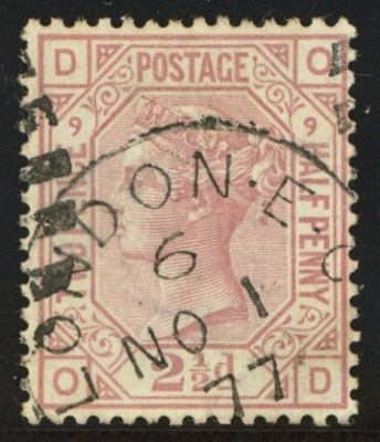 1873 2½d Rosy Mauve SG 141 Plate 9.  A very fine used example
