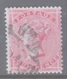 SG 62 4d Carmine on Blued Paper Small Garter