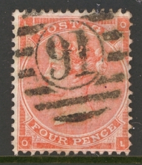 1862 4d Pale red SG 82 Fine Used Cat £150